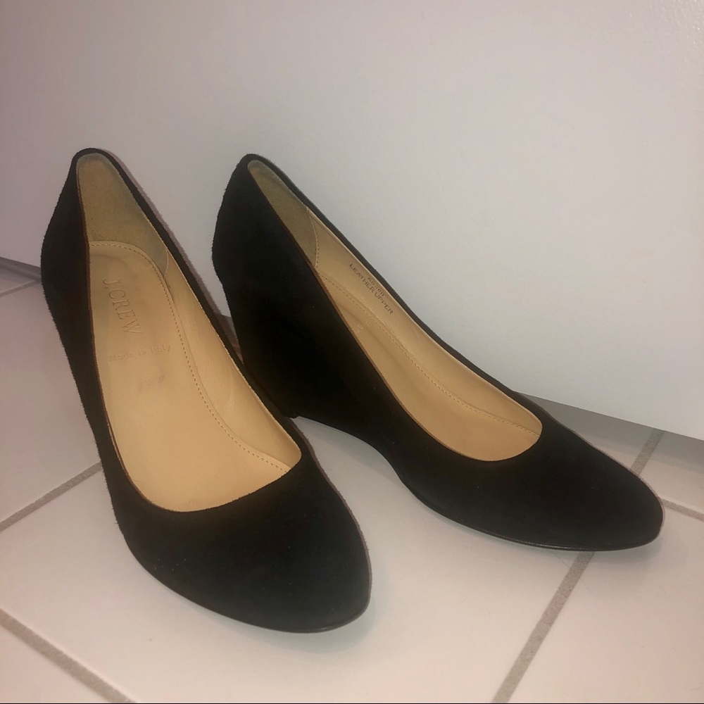 J. Crew Martina Suede Wedge in Black
